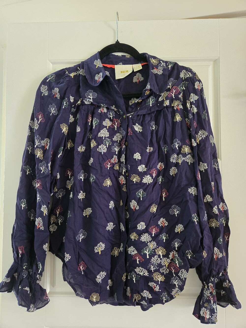 Maeve Women’s Navy Floral Button-Up Blouse - Picture 1 of 3